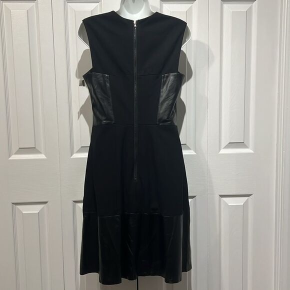 Rachel Roy Black Leather and Fabric Fit & Flare‎ Sleeveless Dress Size 8 NWT - Picture 8 of 15